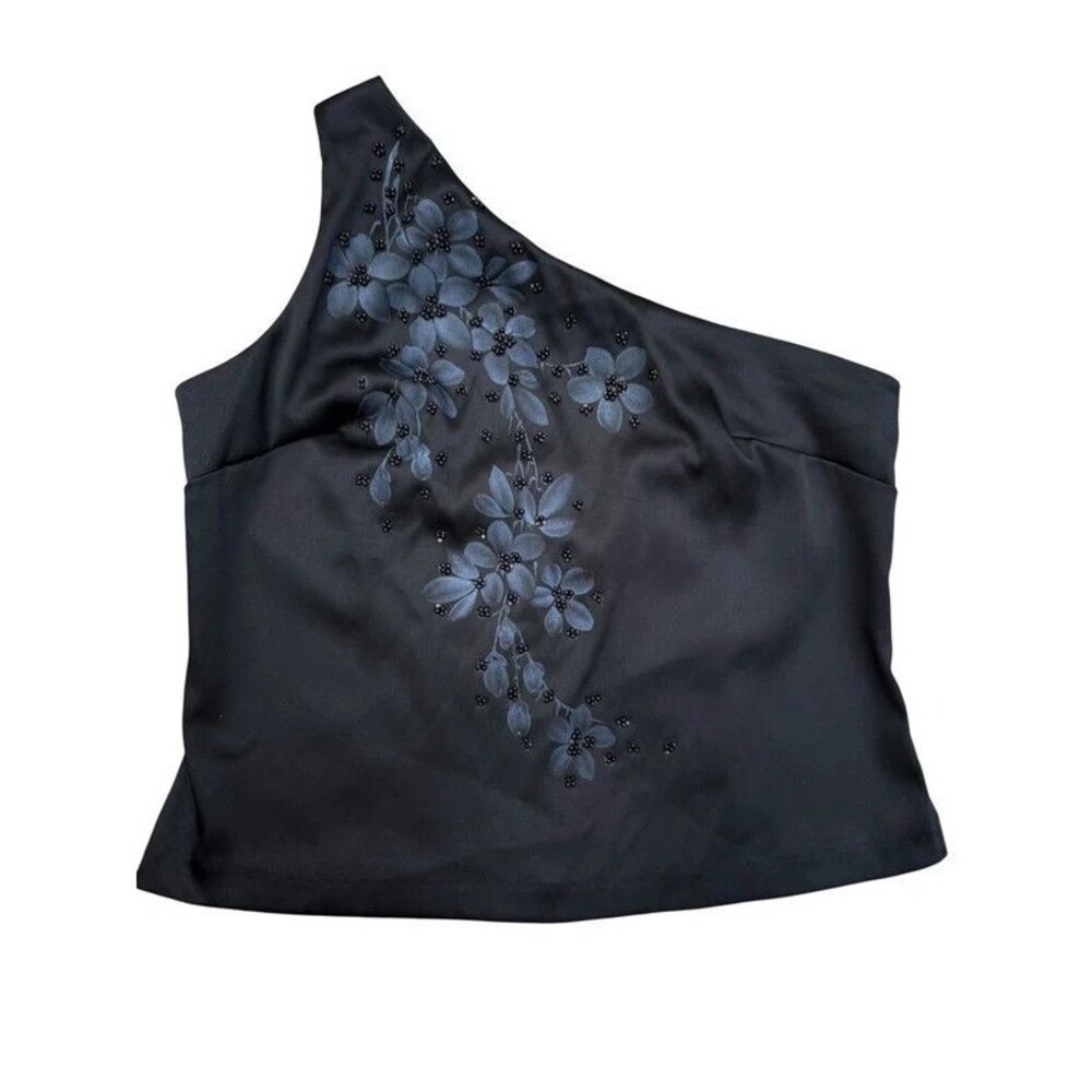 Y2K Whimsygoth Romantic CDC One Shoulder Beaded Floral Top - 14